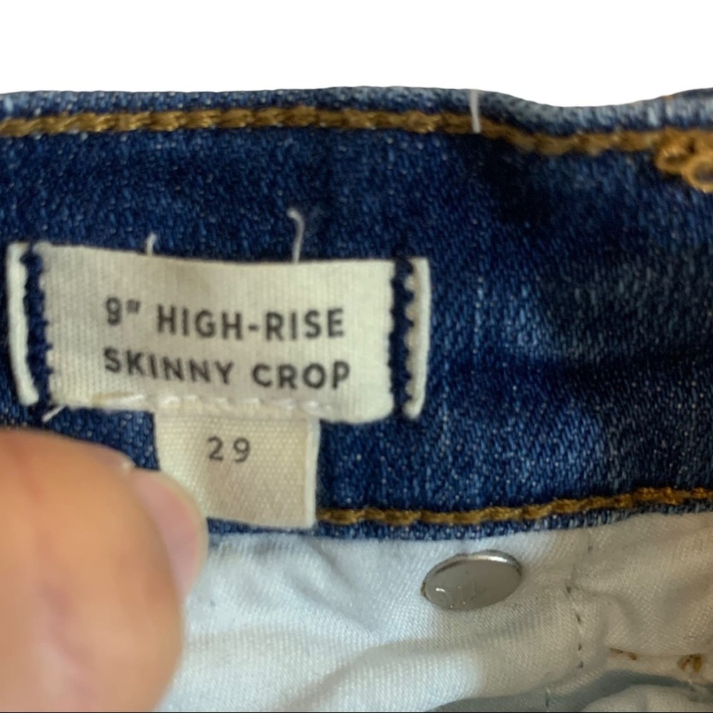 Madewell | 9" High-Rise Skinny Crop Distressed Frayed Hem Jeans Medium Wash 29 - Picture 8 of 9